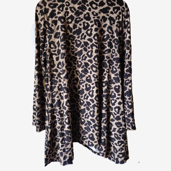 Lildy Leopard Print Handkerchief Hem Tunic With Pockets Size L/XL - Picture 2 of 5